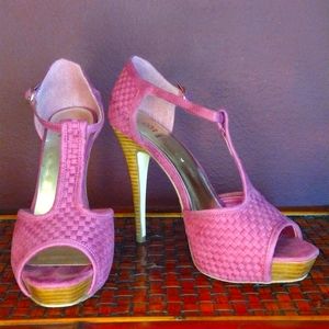 "Shanel" from Bakers 8.5 Purple Pink Woven T-Strap Open Toe Pump